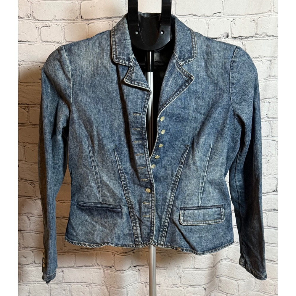 Lauren Jeans Co Ralph Lauren Denim Blazer Jacket Blue Medium Wash Petite P/M